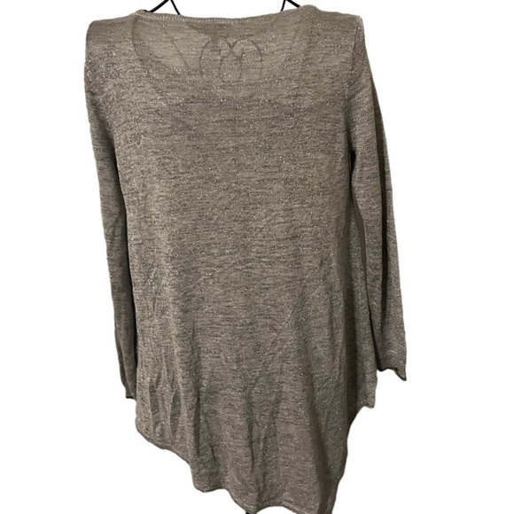 Joie grey & silver metallic asymmetric hem Sz M Tunic Light Sweater - Picture 3 of 7